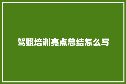 驾照培训亮点总结怎么写