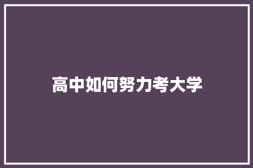 高中如何努力考大学