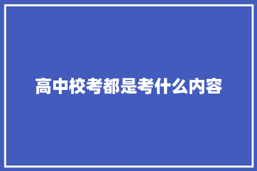 高中校考都是考什么内容 未命名