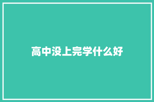 高中没上完学什么好