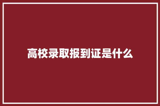 高校录取报到证是什么