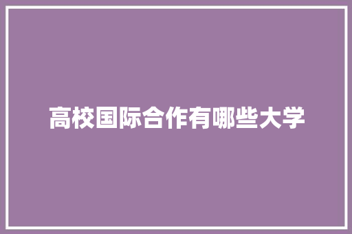 高校国际合作有哪些大学