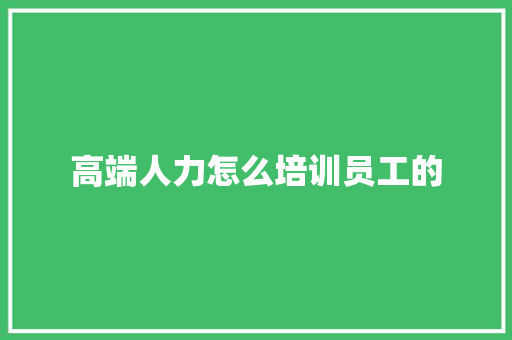 高端人力怎么培训员工的 未命名