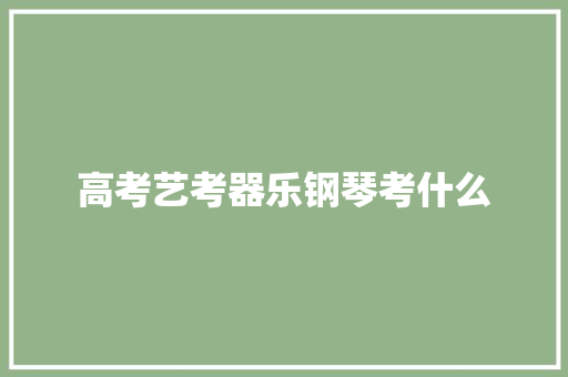 高考艺考器乐钢琴考什么 未命名