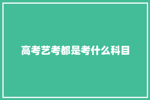 高考艺考都是考什么科目 未命名