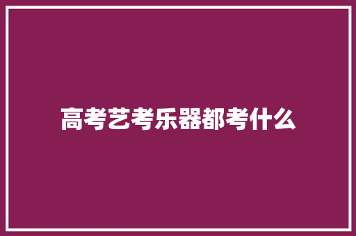 高考艺考乐器都考什么 未命名