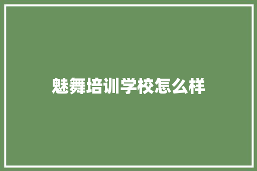 魅舞培训学校怎么样