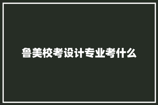 鲁美校考设计专业考什么