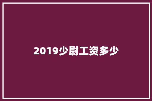 2019少尉工资多少