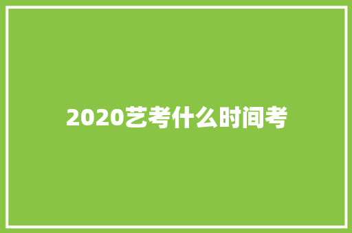 2020艺考什么时间考