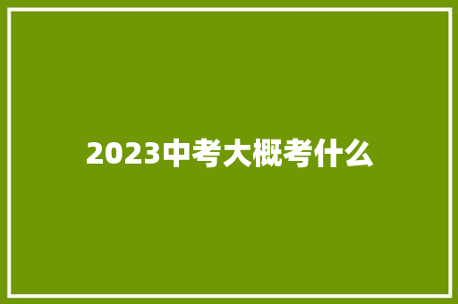 2023中考大概考什么 未命名