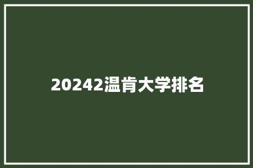 20242温肯大学排名