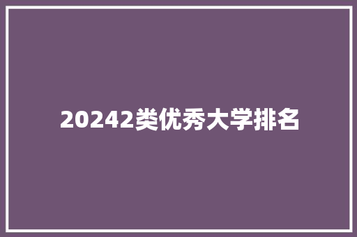 20242类优秀大学排名