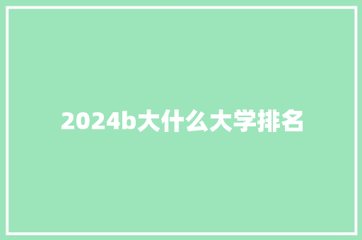 2024b大什么大学排名