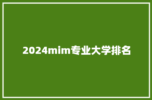 2024mim专业大学排名