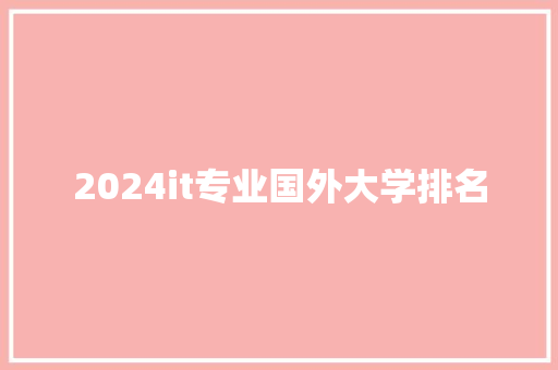 2024it专业国外大学排名 未命名