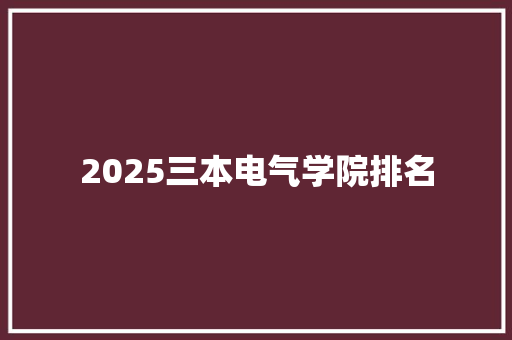 2025三本电气学院排名