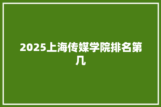 2025上海传媒学院排名第几 未命名