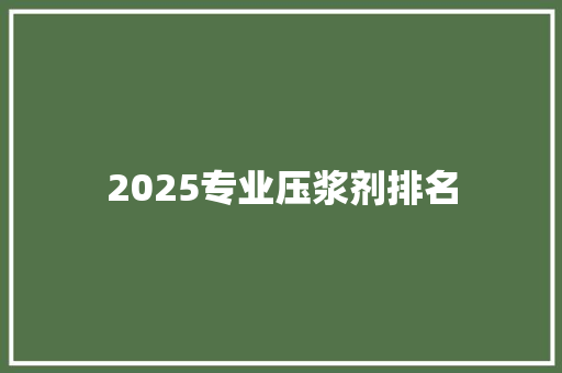 2025专业压浆剂排名