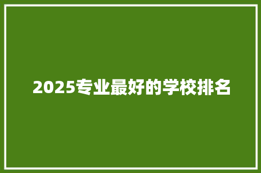 2025专业最好的学校排名