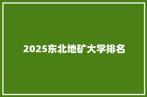 2025东北地矿大学排名