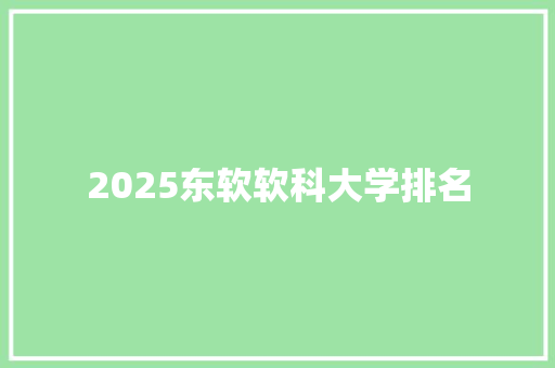 2025东软软科大学排名 未命名