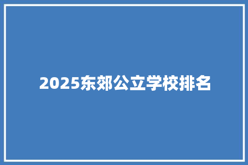 2025东郊公立学校排名