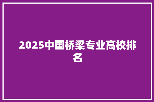 2025中国桥梁专业高校排名 未命名