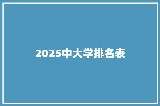 2025中大学排名表 未命名