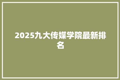 2025九大传媒学院最新排名