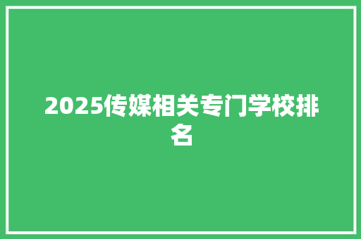 2025传媒相关专门学校排名 未命名