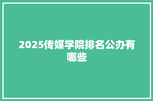 2025传媒学院排名公办有哪些