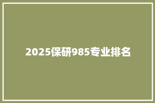 2025保研985专业排名