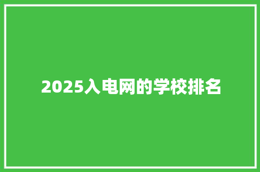 2025入电网的学校排名