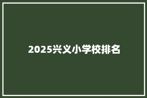 2025兴义小学校排名