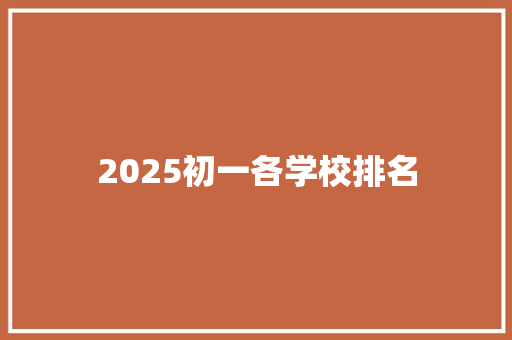 2025初一各学校排名