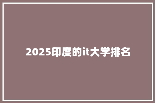 2025印度的it大学排名 未命名