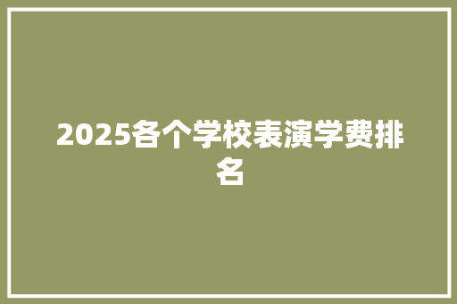 2025各个学校表演学费排名