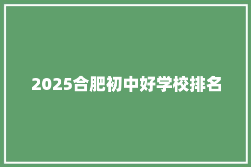 2025合肥初中好学校排名 未命名