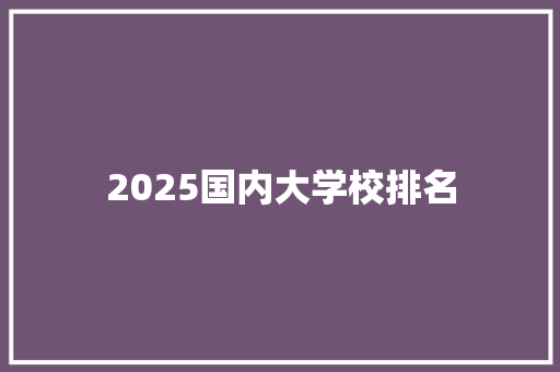 2025国内大学校排名 未命名