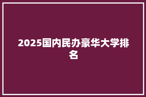 2025国内民办豪华大学排名