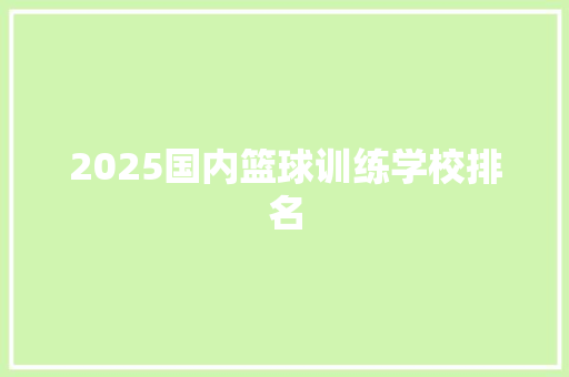 2025国内篮球训练学校排名