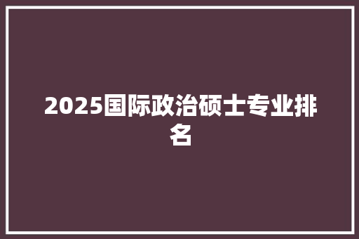 2025国际政治硕士专业排名