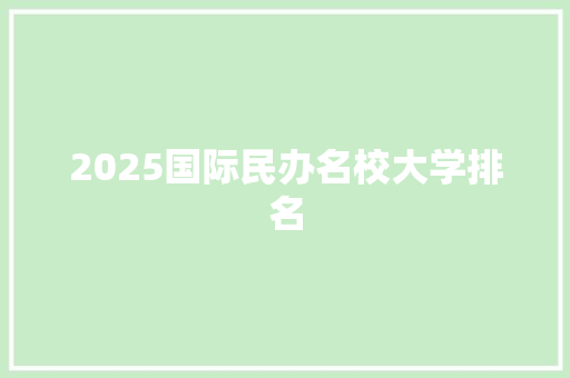 2025国际民办名校大学排名