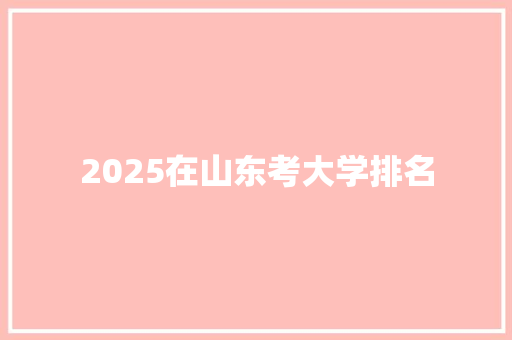 2025在山东考大学排名 未命名