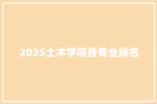 2025土木学院各专业排名