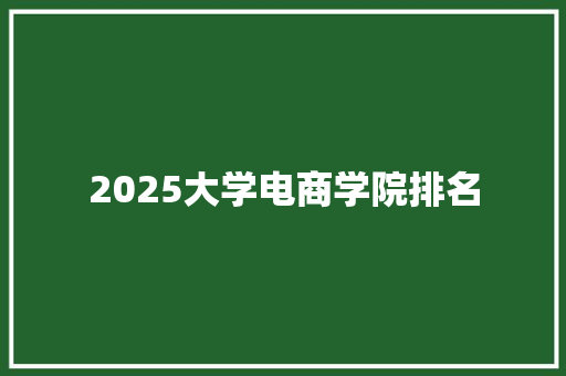 2025大学电商学院排名 未命名