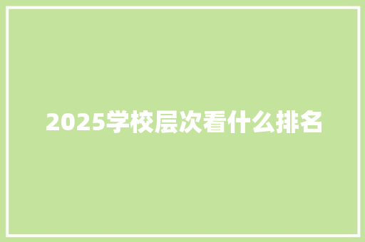 2025学校层次看什么排名