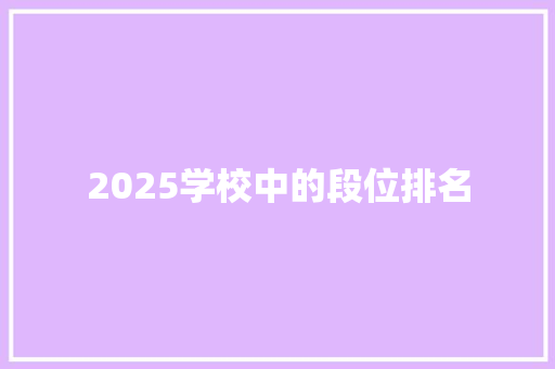 2025学校中的段位排名