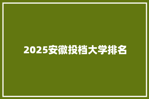 2025安徽投档大学排名 未命名